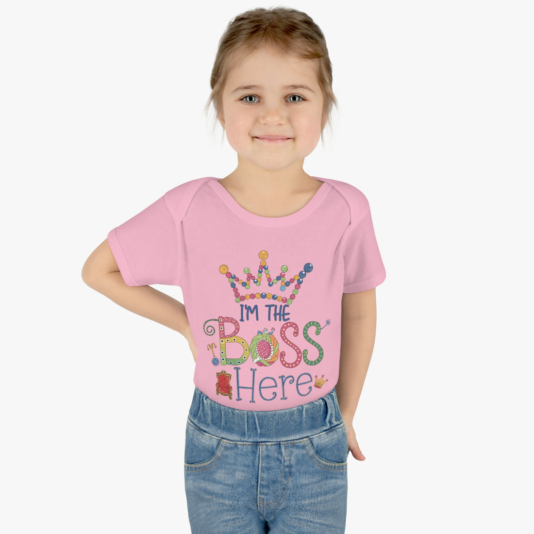 "I'm the boss here" Infant Baby Rib Bodysuit