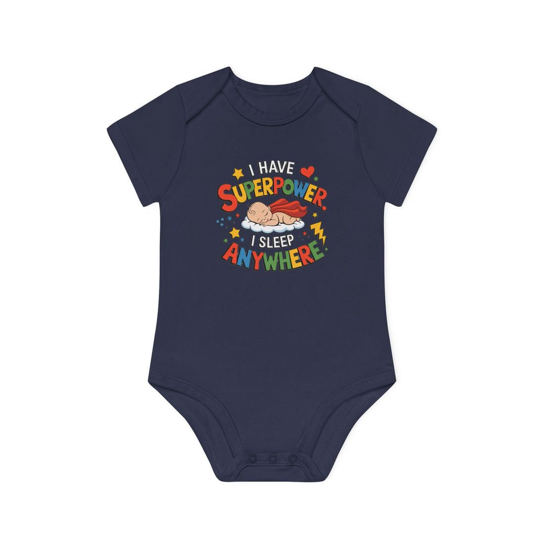 "I have superpower I sleep anywhere" Baby Organic Short Sleeve Bodysuit