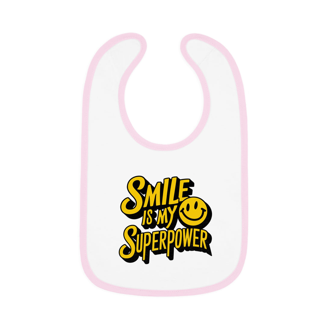 "Smile is my superpower" Baby Contrast Trim Jersey Bib