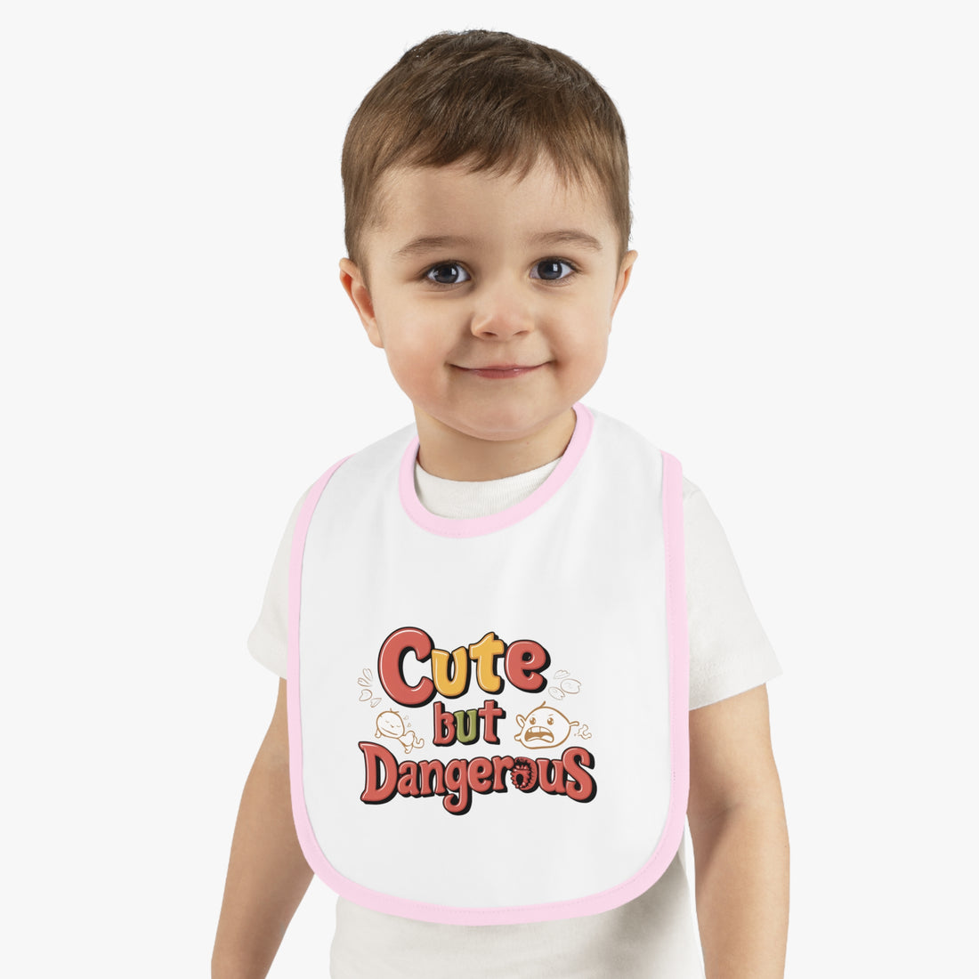 "Cute but dangerous" Baby Contrast Trim Jersey Bib