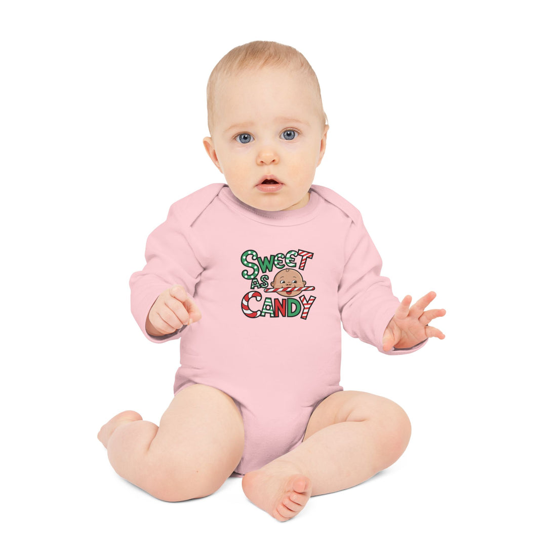 "Sweet as candy" Baby Long-Sleeve Organic Bodysuit