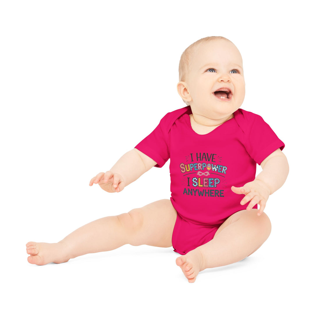 "I have superpower I sleep anywhere" Baby Organic Short Sleeve Bodysuit