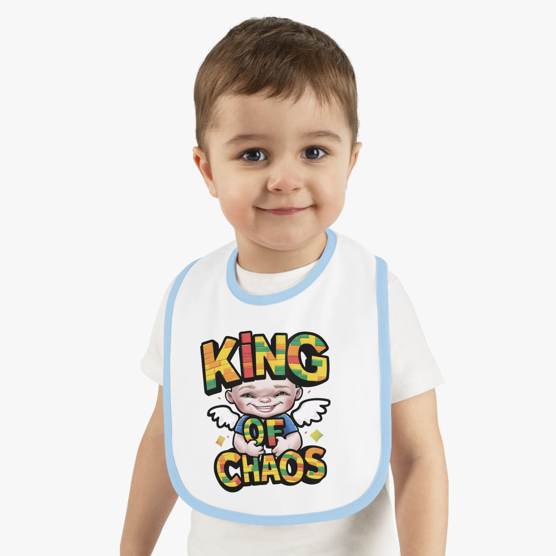 "King of chaos" Baby Contrast Trim Jersey Bib