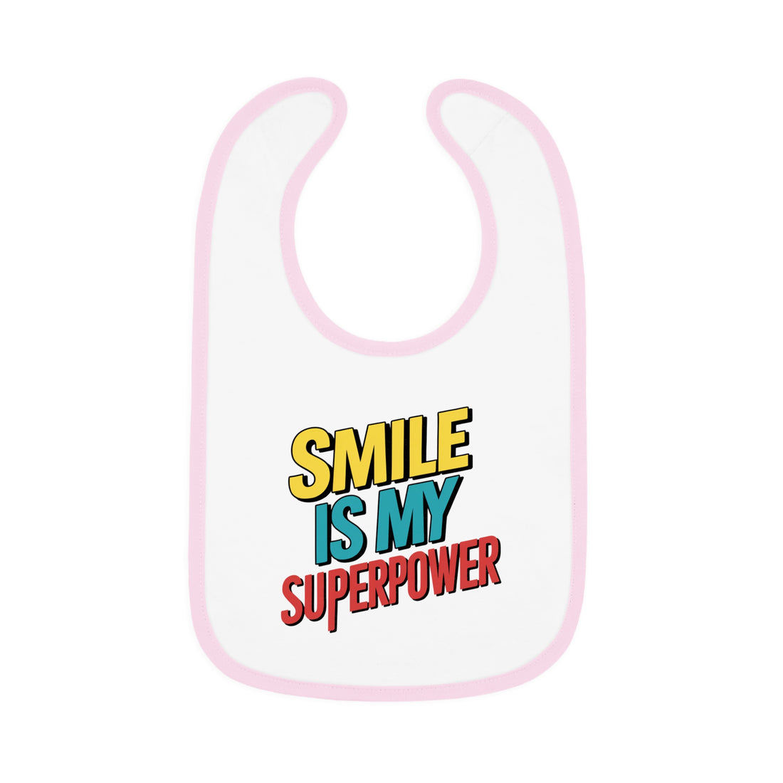 "Smile is my superpower" Baby Contrast Trim Jersey Bib