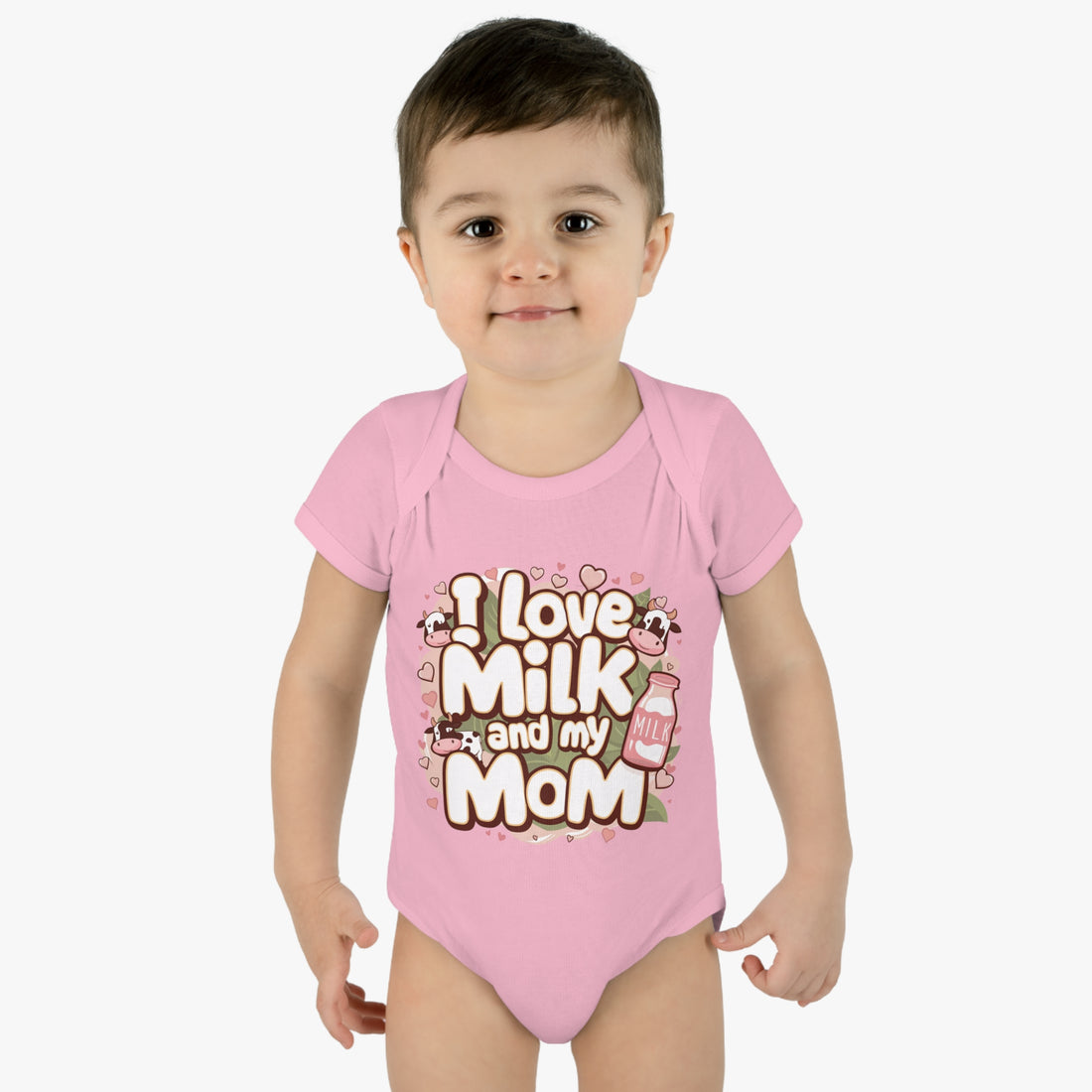 "I love milk and my mom" Infant Baby Rib Bodysuit