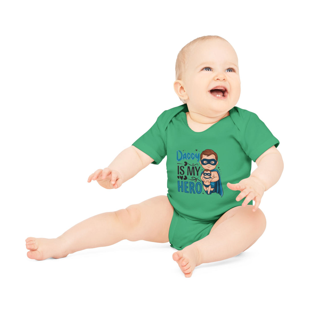 "Daddy is my hero" Baby Organic Short Sleeve Bodysuit