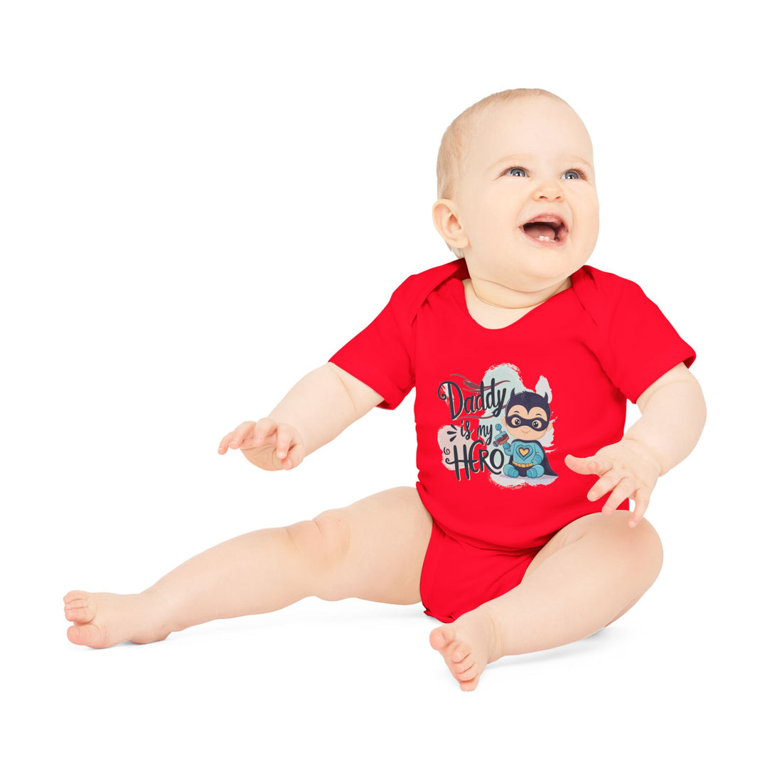 "Daddy is my hero" Baby Organic Short Sleeve Bodysuit