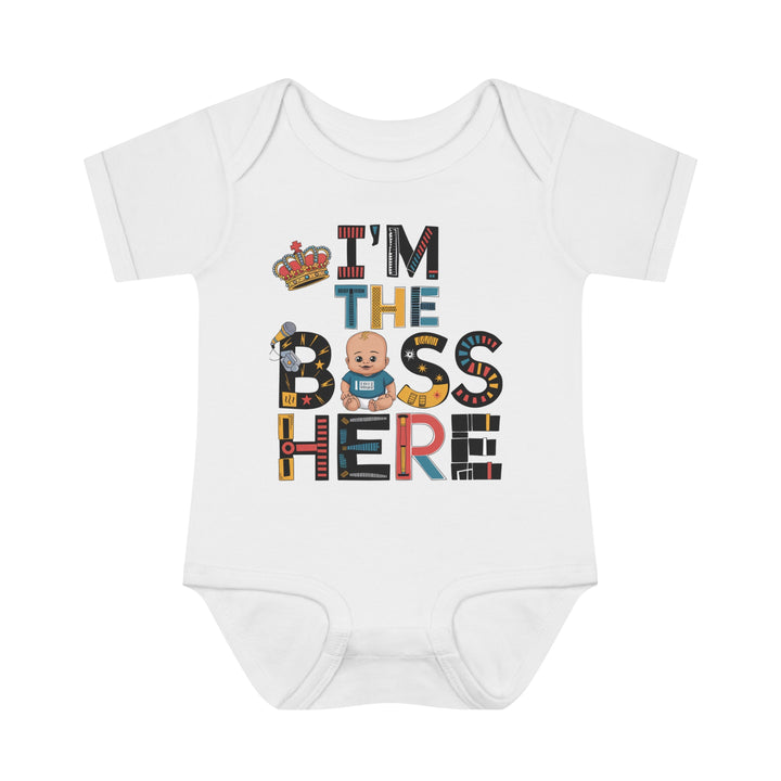 "I'm the boss here" Infant Baby Rib Bodysuit