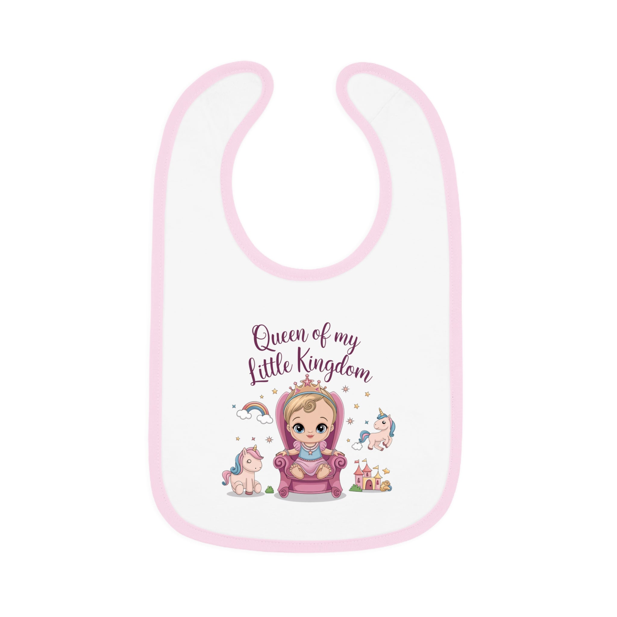 "Queen of my little kingdom" Baby Contrast Trim Jersey Bib