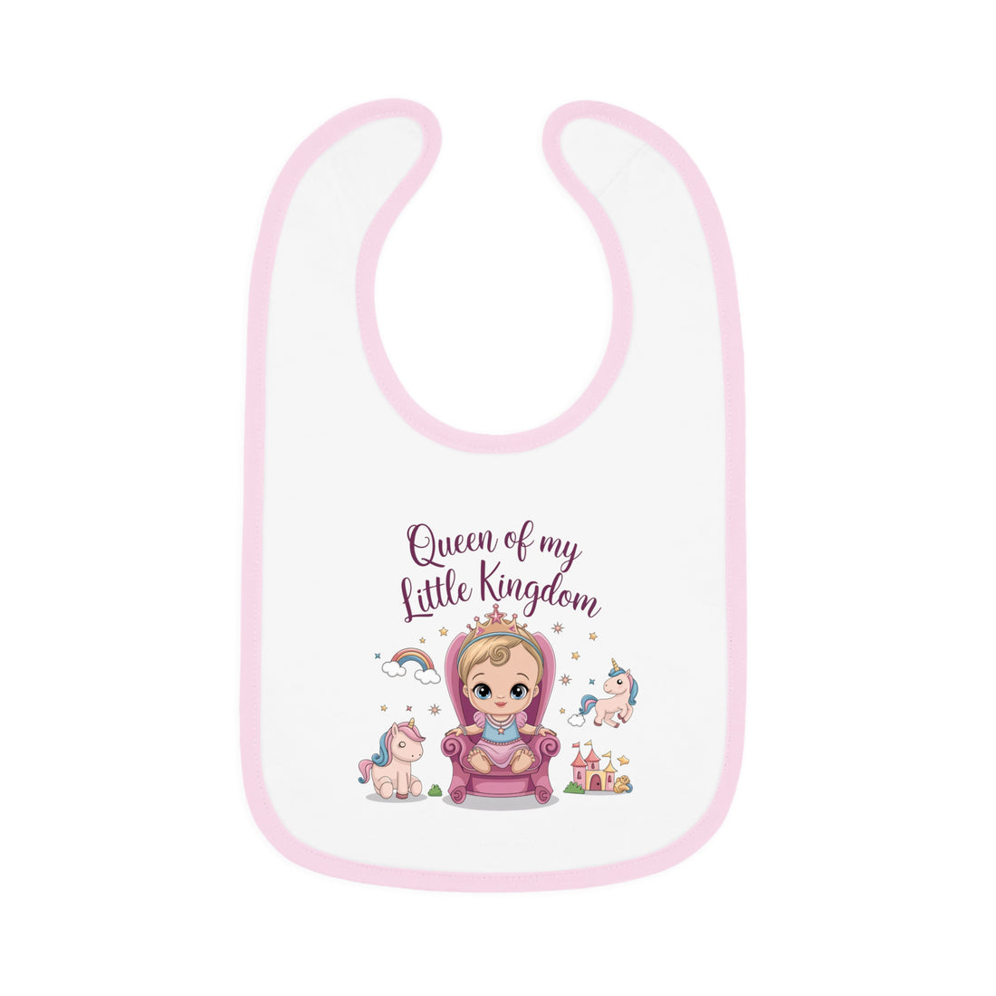 "Queen of my little kingdom" Baby Contrast Trim Jersey Bib