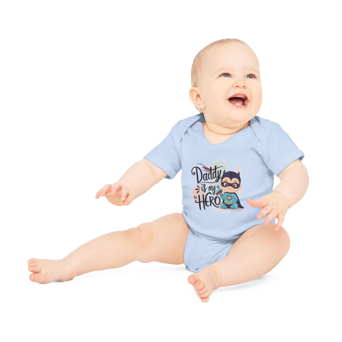 "Daddy is my hero" Baby Organic Short Sleeve Bodysuit