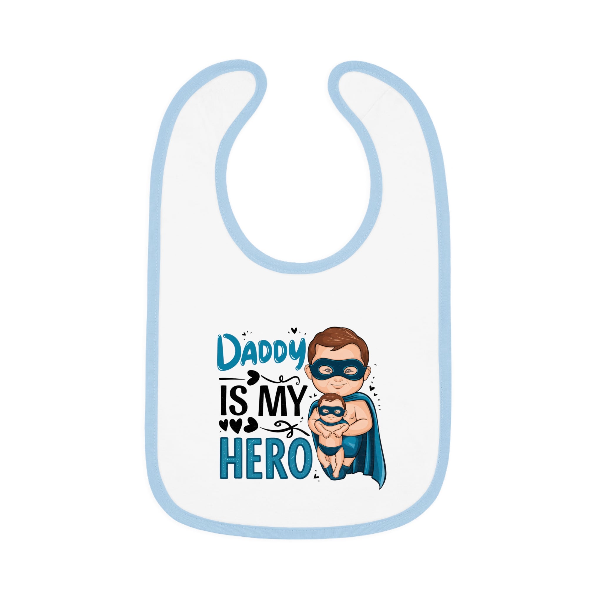 "Daddy is my hero" Baby Contrast Trim Jersey Bib