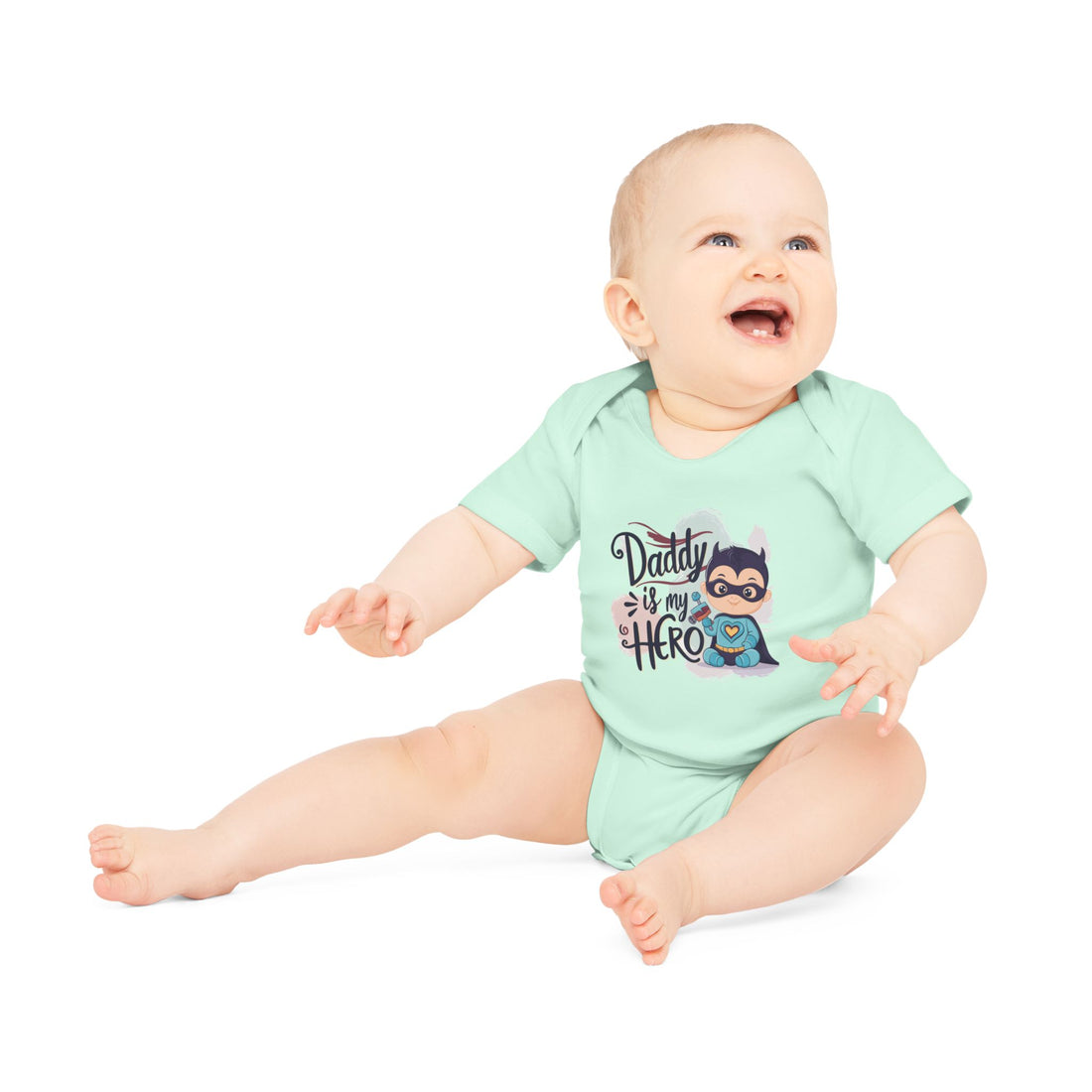 "Daddy is my hero" Baby Organic Short Sleeve Bodysuit