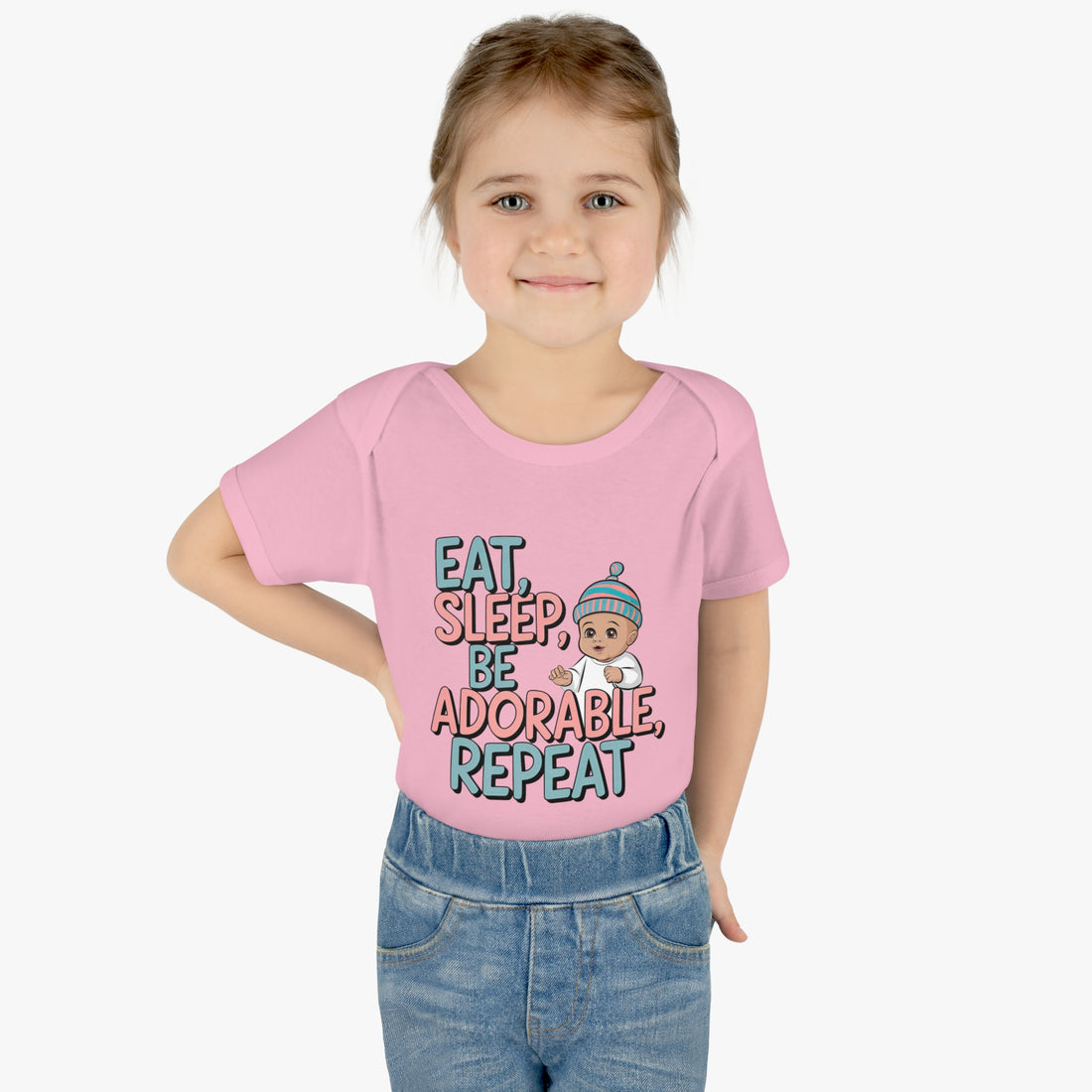 "Eat,sleep,be adorable,repeat" Infant Baby Rib Bodysuit