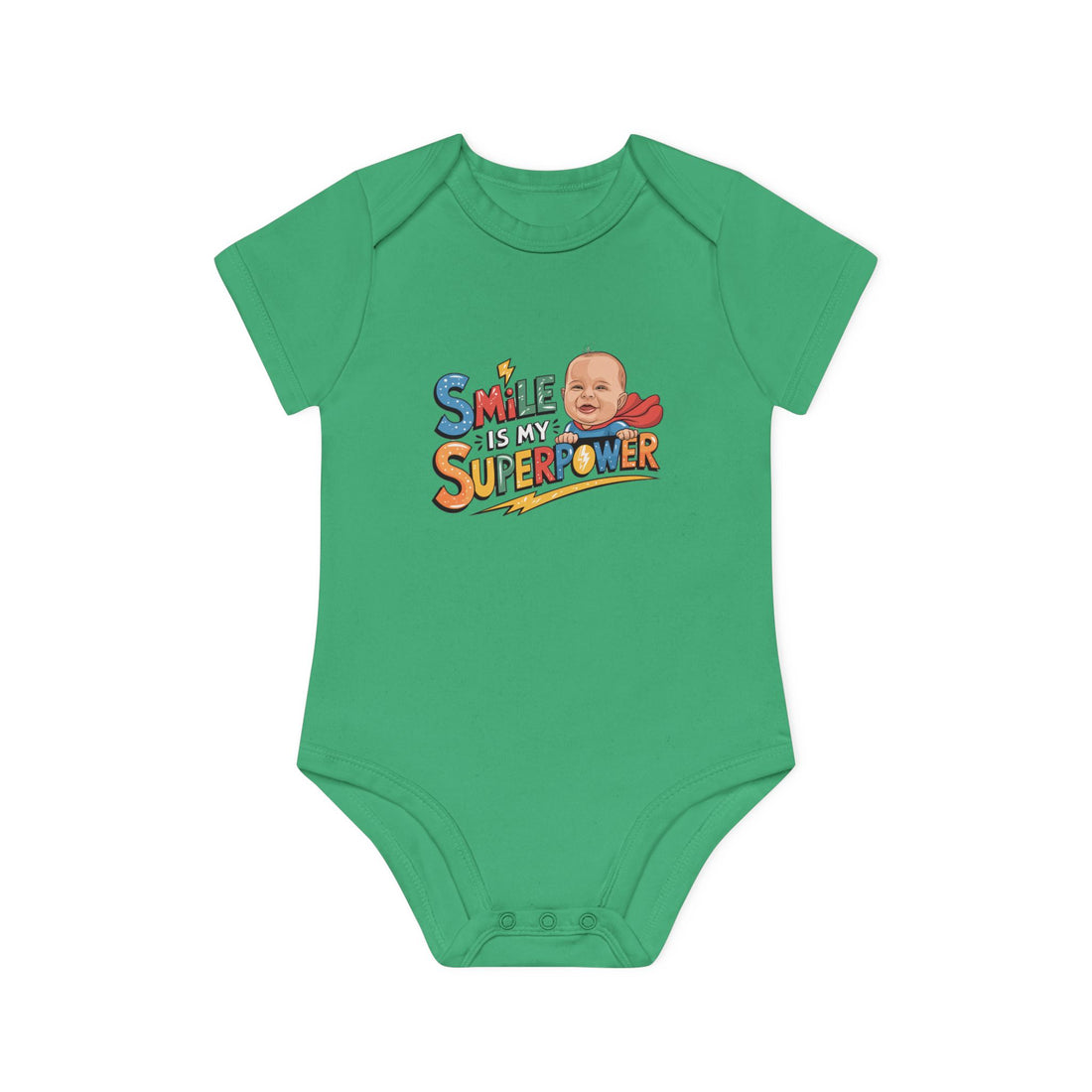 "Smile is my superpower" Baby Organic Short Sleeve Bodysuit