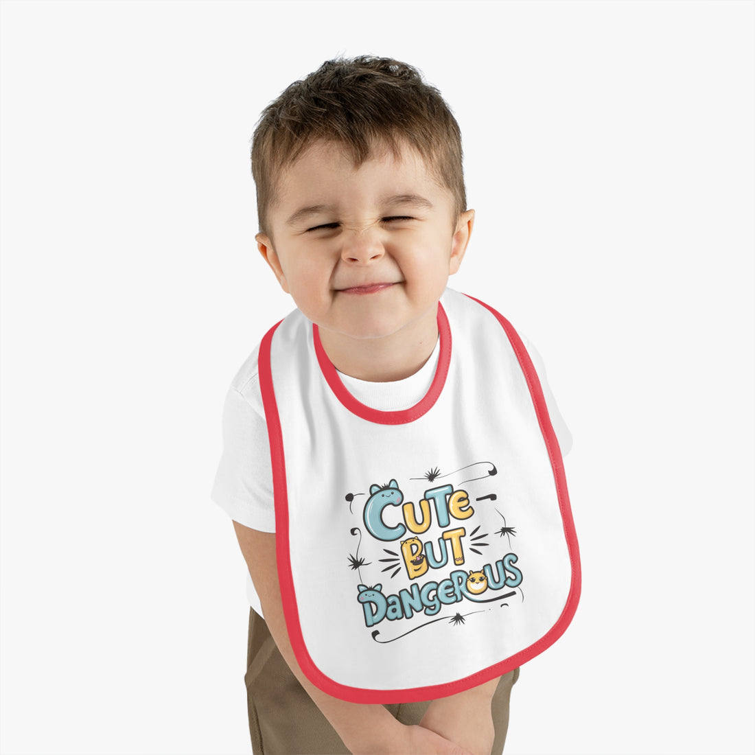 "Cute but dangerous" Baby Contrast Trim Jersey Bib