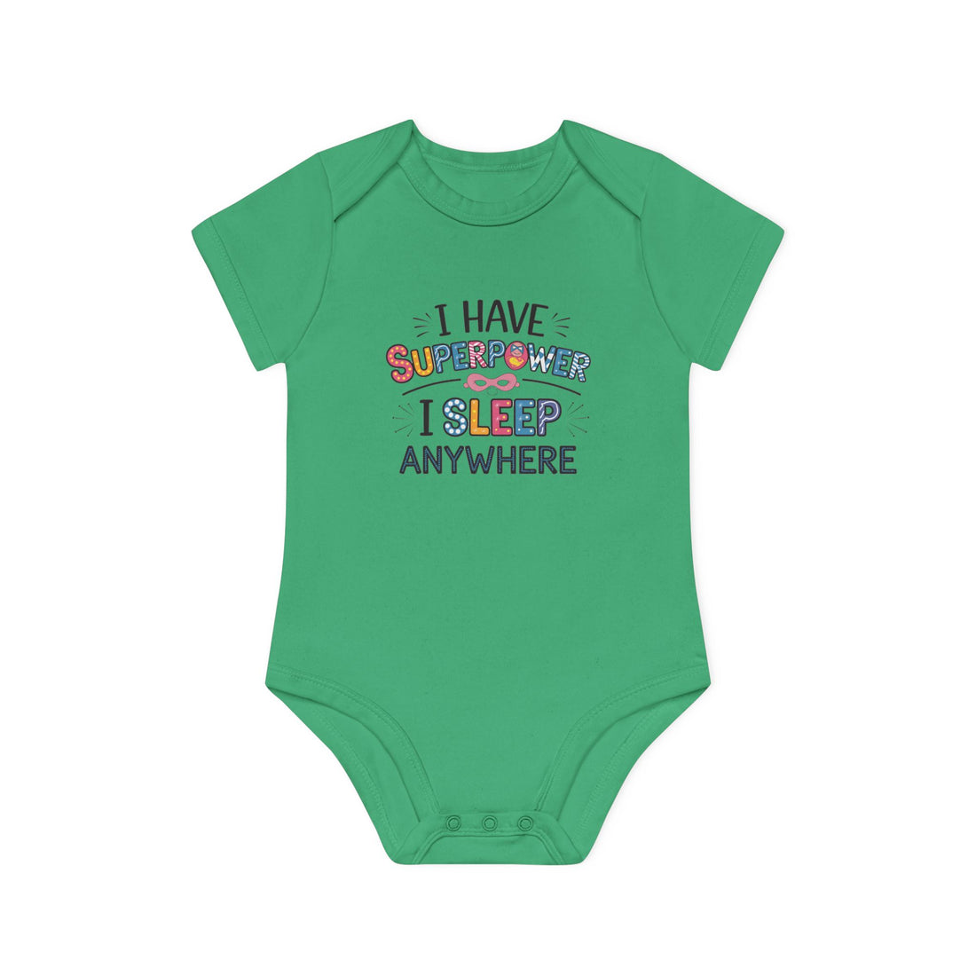 "I have superpower I sleep anywhere" Baby Organic Short Sleeve Bodysuit