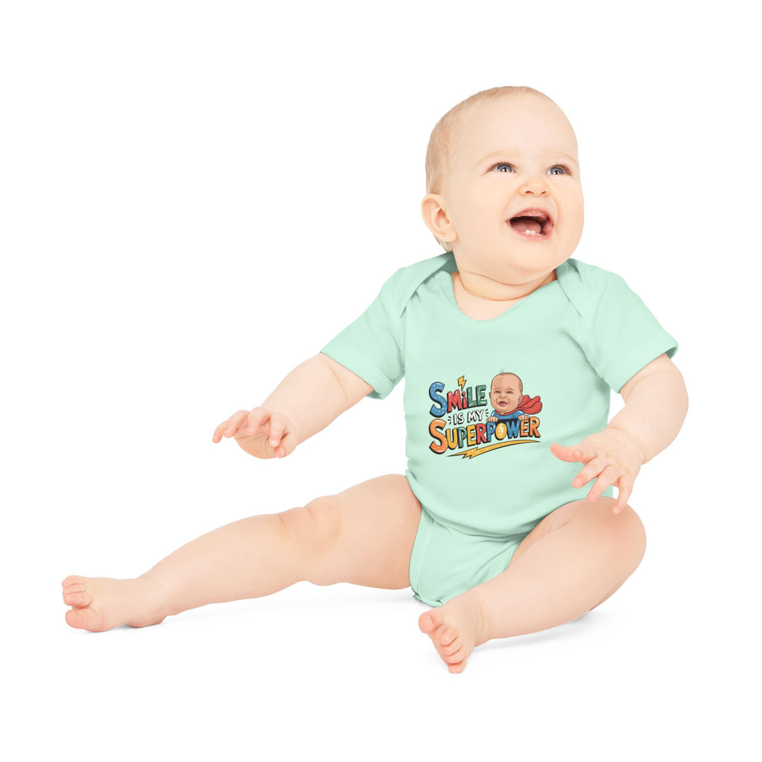 "Smile is my superpower" Baby Organic Short Sleeve Bodysuit