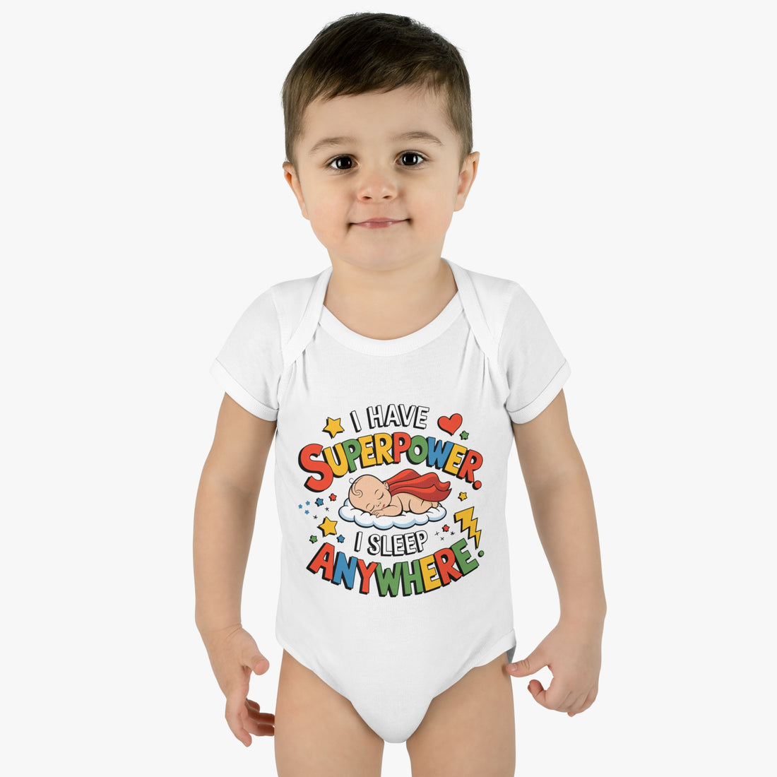 "I have a superpower I sleep anywhere" Infant Baby Rib Bodysuit