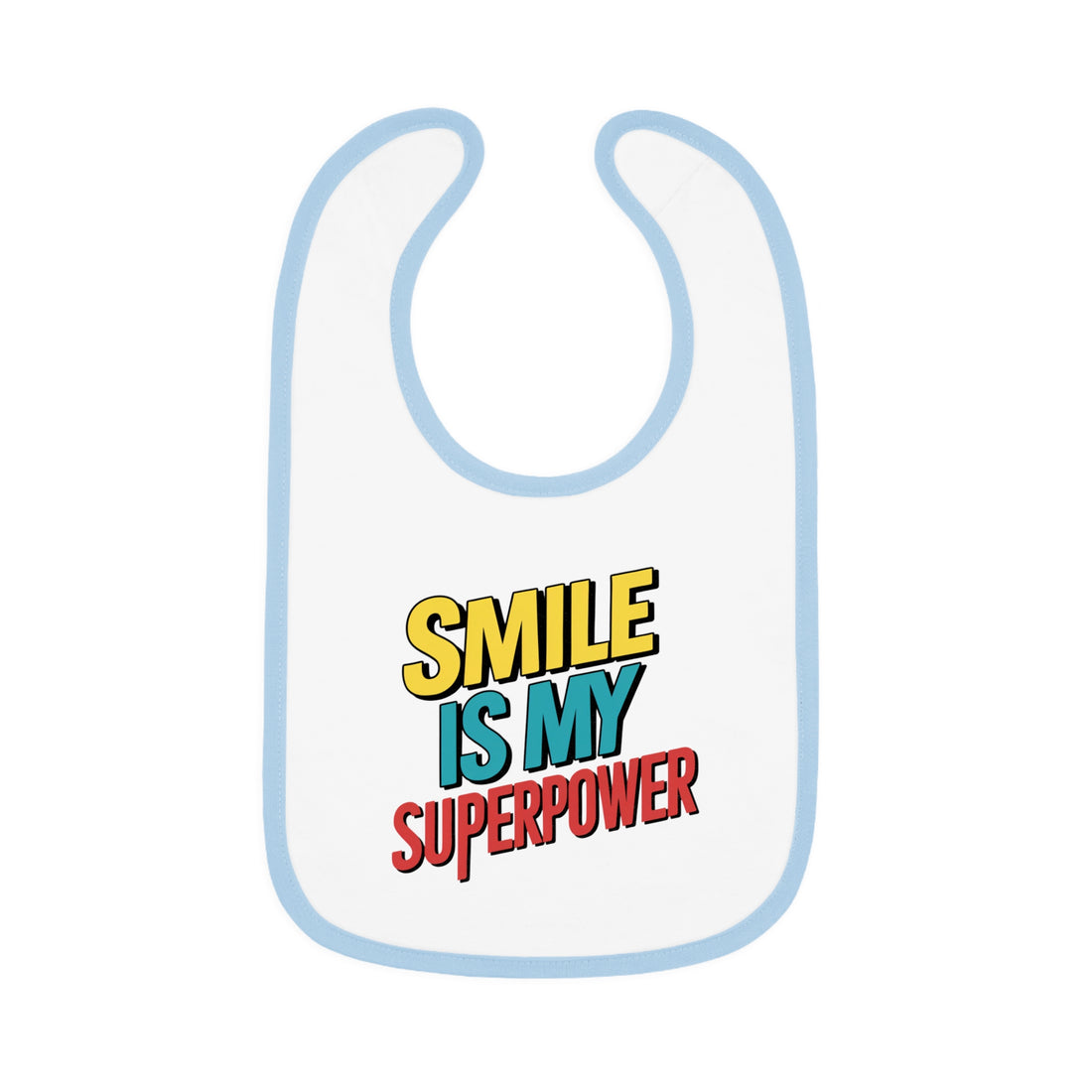 "Smile is my superpower" Baby Contrast Trim Jersey Bib