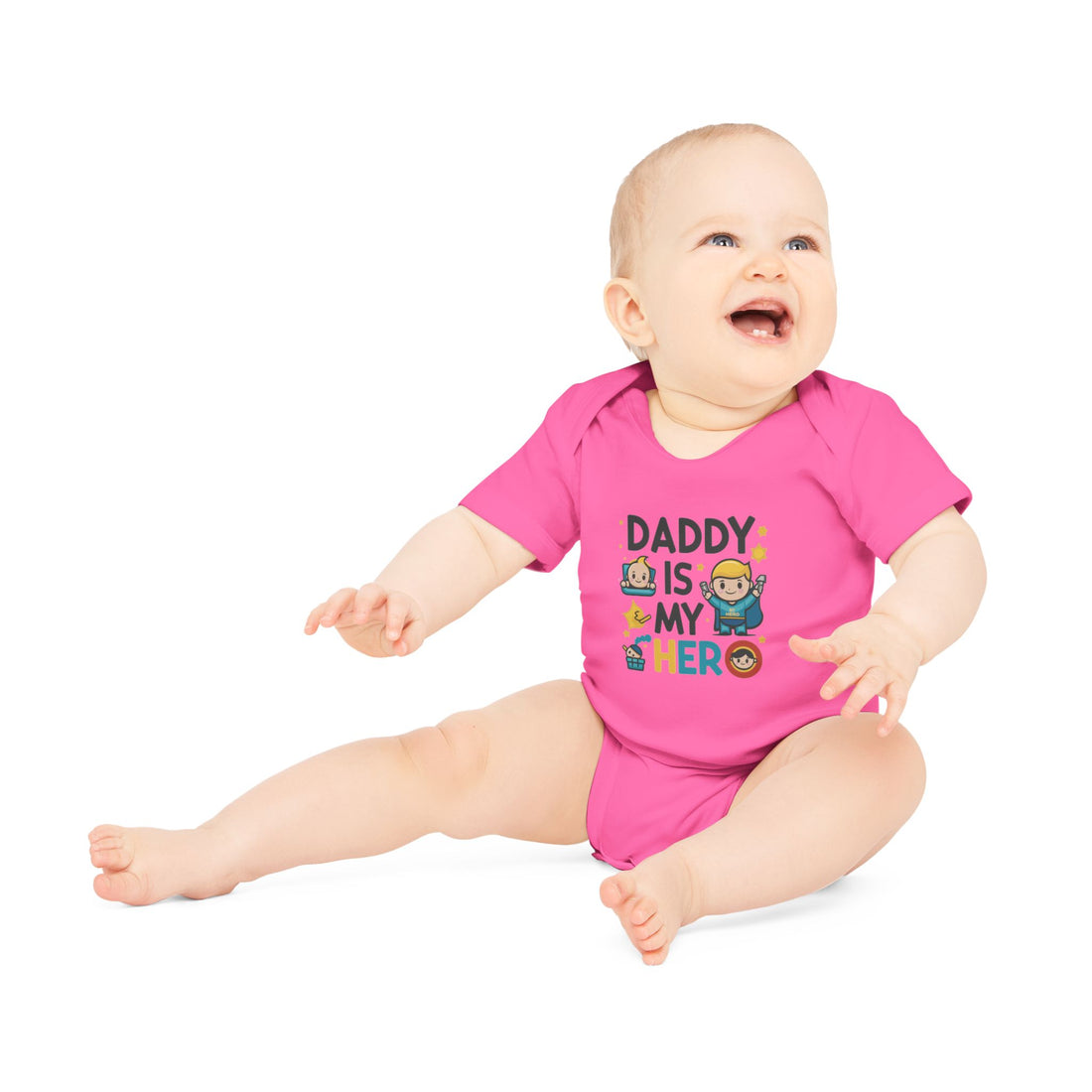 "Daddy is my hero" Baby Organic Short Sleeve Bodysuit