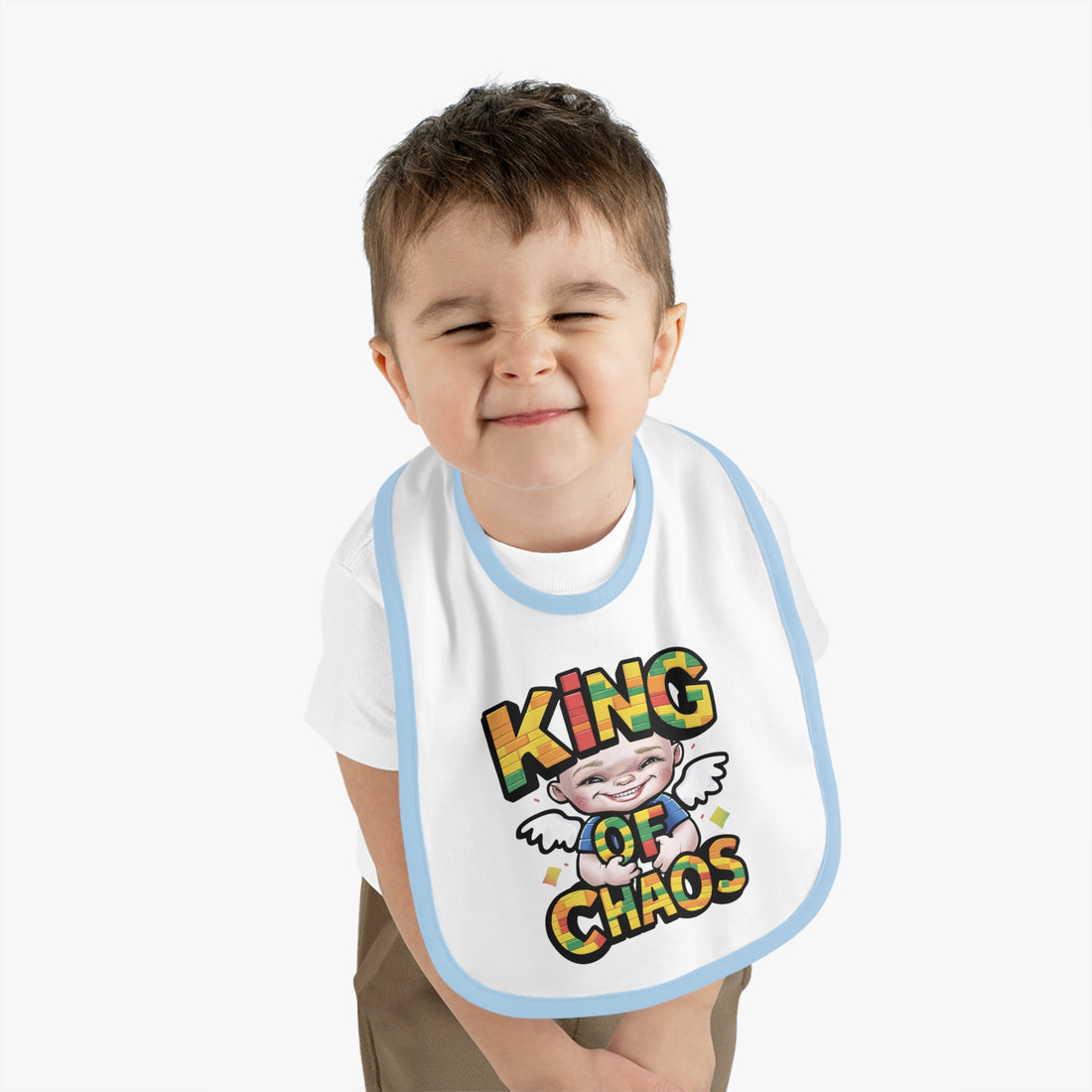 "King of chaos" Baby Contrast Trim Jersey Bib