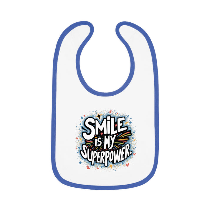 "Smile is my superpower" Baby Contrast Trim Jersey Bib