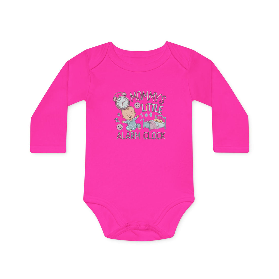 "Mommy's little alarm clock" Baby Long-Sleeve Organic Bodysuit