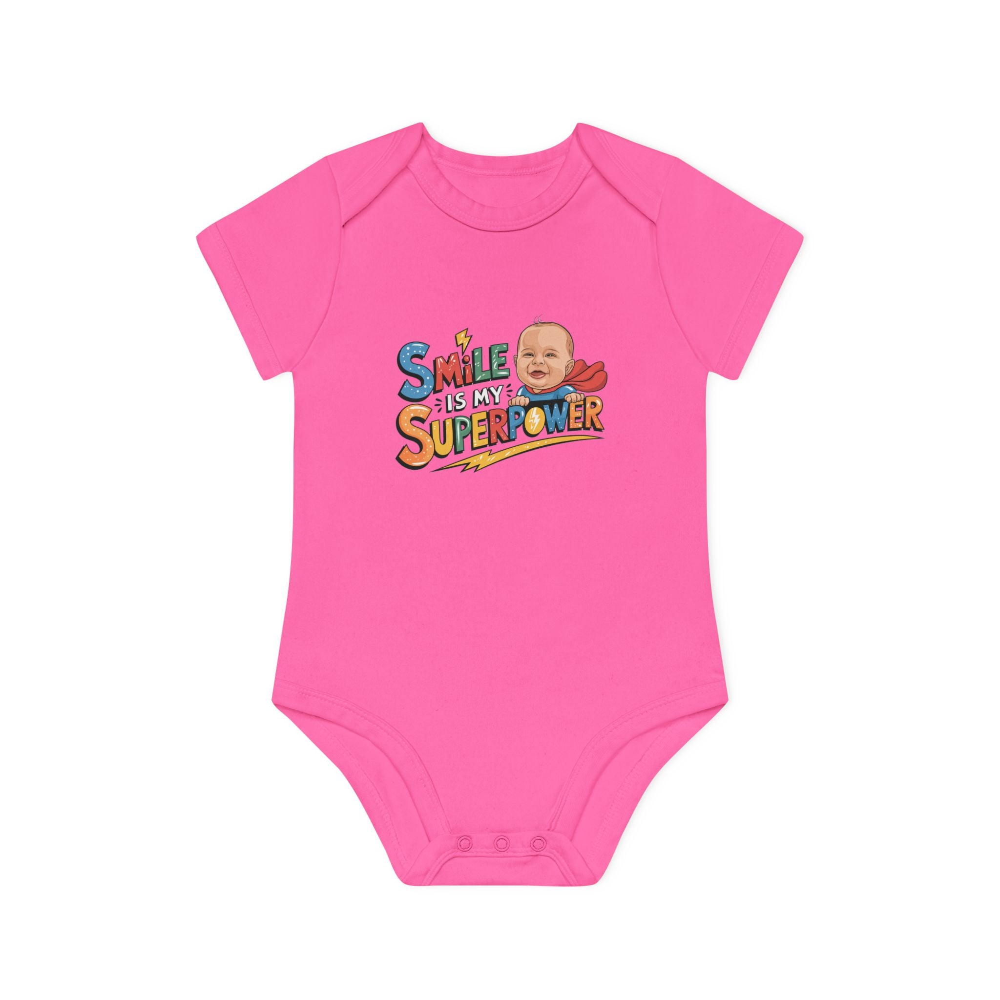 "Smile is my superpower" Baby Organic Short Sleeve Bodysuit
