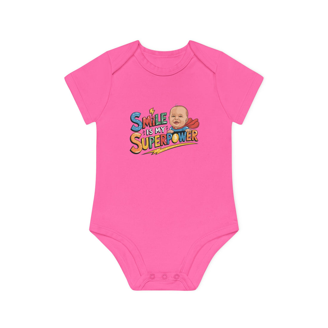 "Smile is my superpower" Baby Organic Short Sleeve Bodysuit