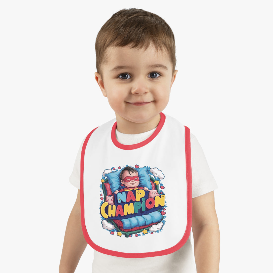 "Nap champion" Baby Contrast Trim Jersey Bib