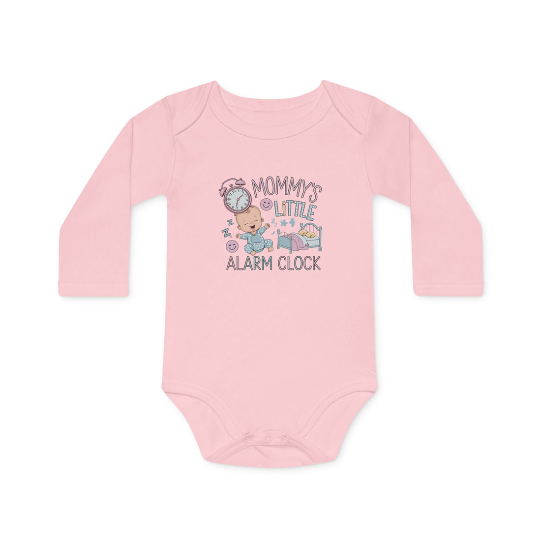 "Mommy's little alarm clock" Baby Long-Sleeve Organic Bodysuit