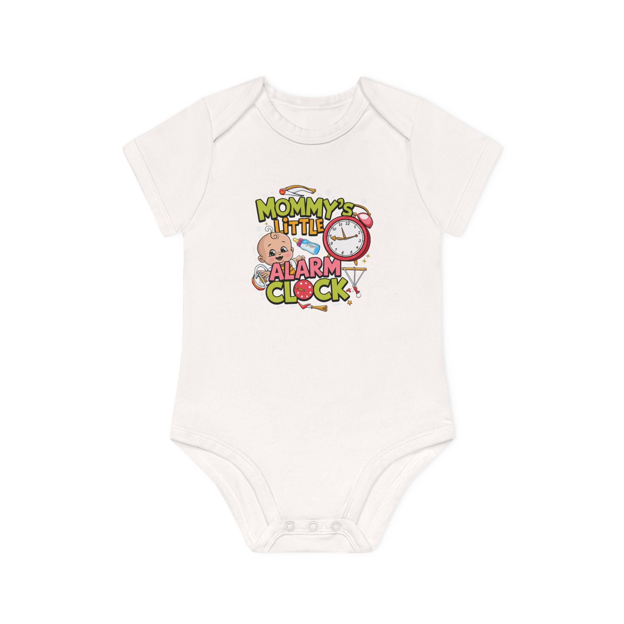"Mommy's little alarm clock" Baby Organic Short Sleeve Bodysuit