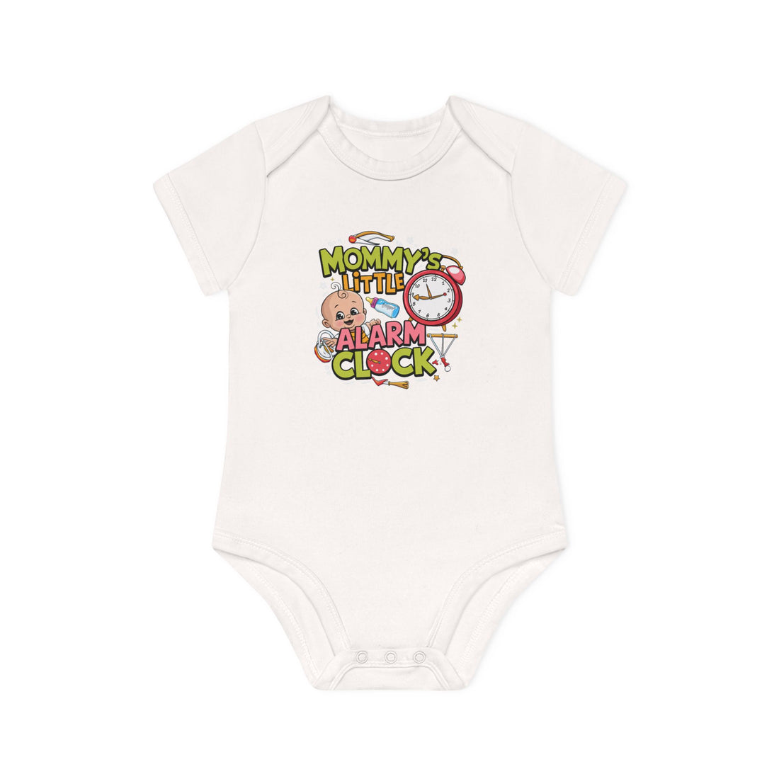 "Mommy's little alarm clock" Baby Organic Short Sleeve Bodysuit