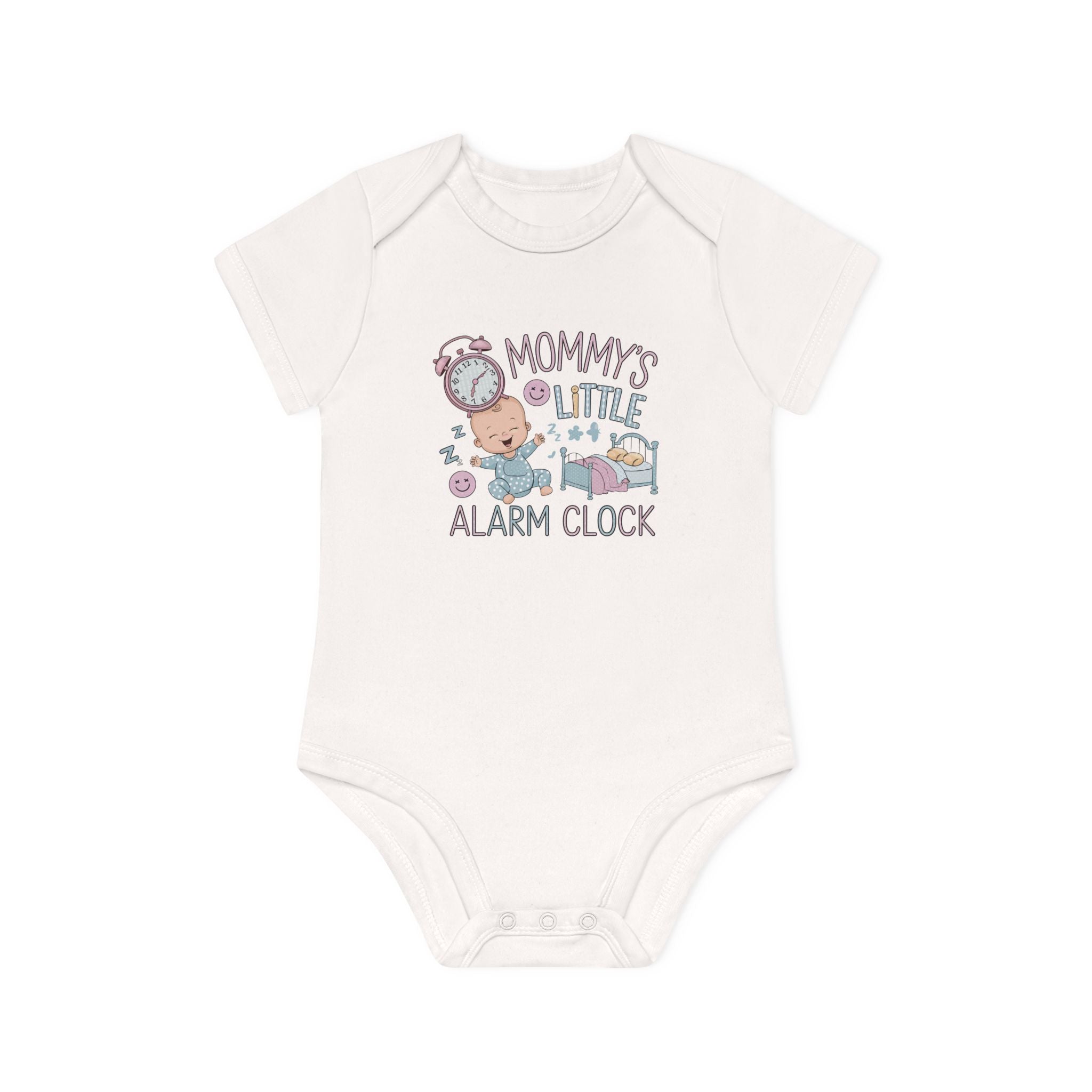 "Mommy's little alarm clock" Baby Organic Short Sleeve Bodysuit