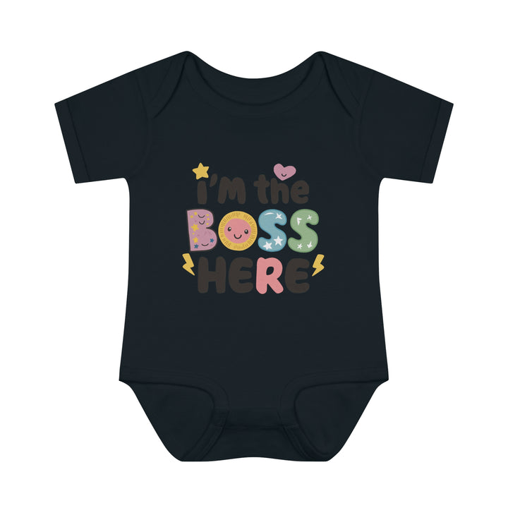 "I'm the boss here" Infant Baby Rib Bodysuit