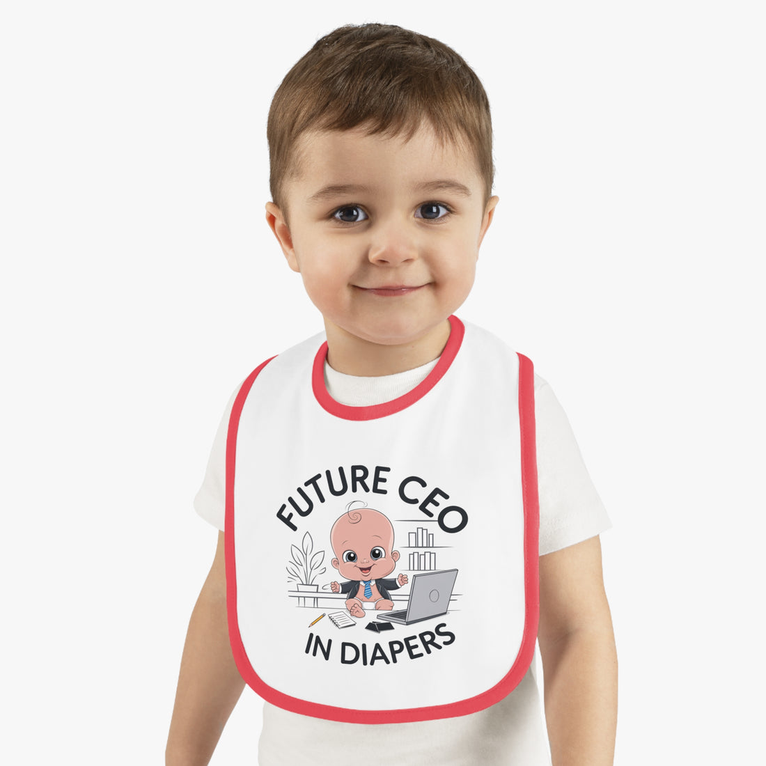 "Future CEO in diapers" Baby Contrast Trim Jersey Bib