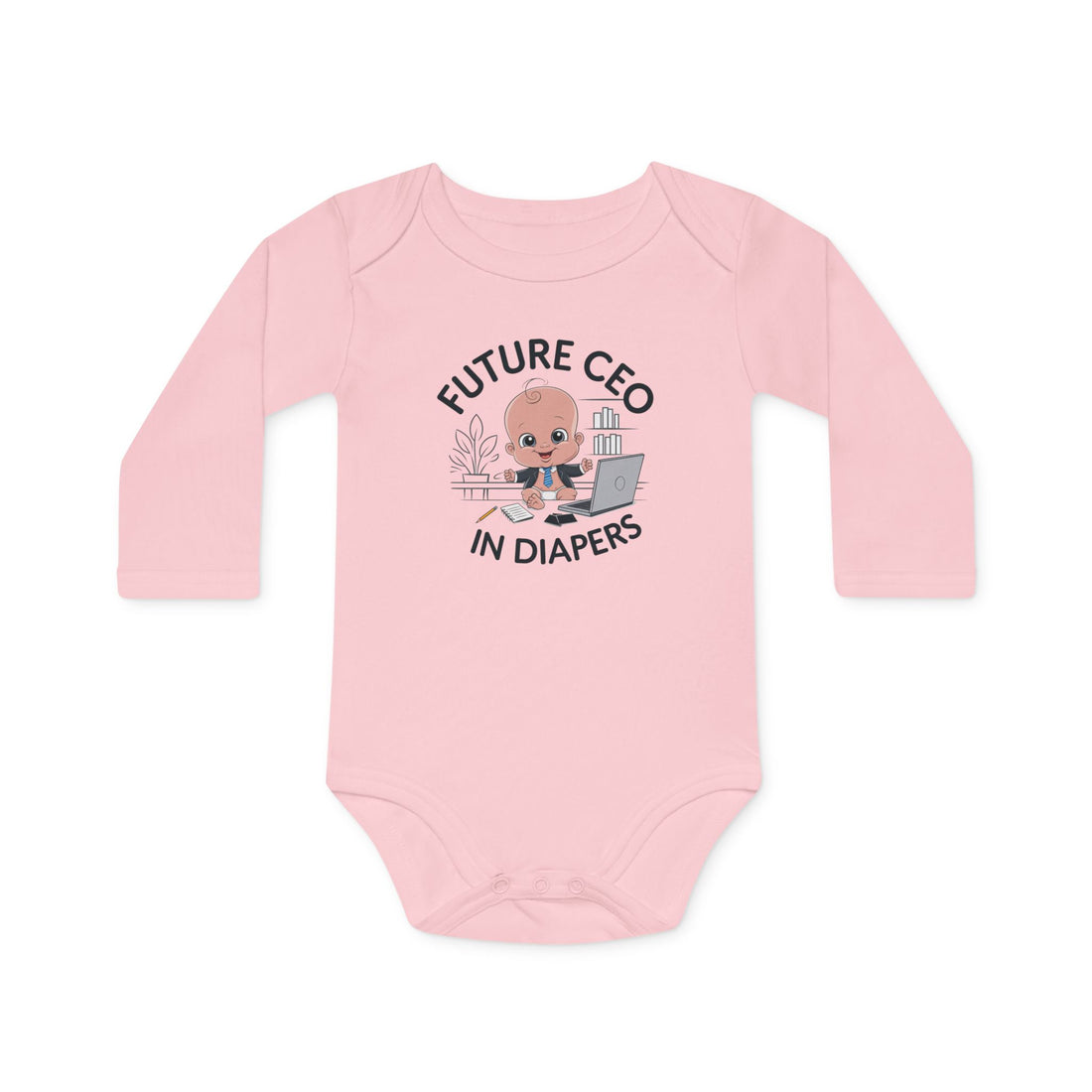 "Future CEO in diapers" Baby Long-Sleeve Organic Bodysuit