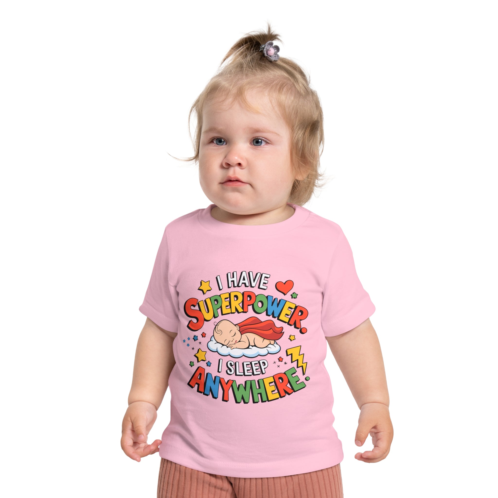 "I have superpower I sleep anywhere" Baby Short Sleeve T-Shirt