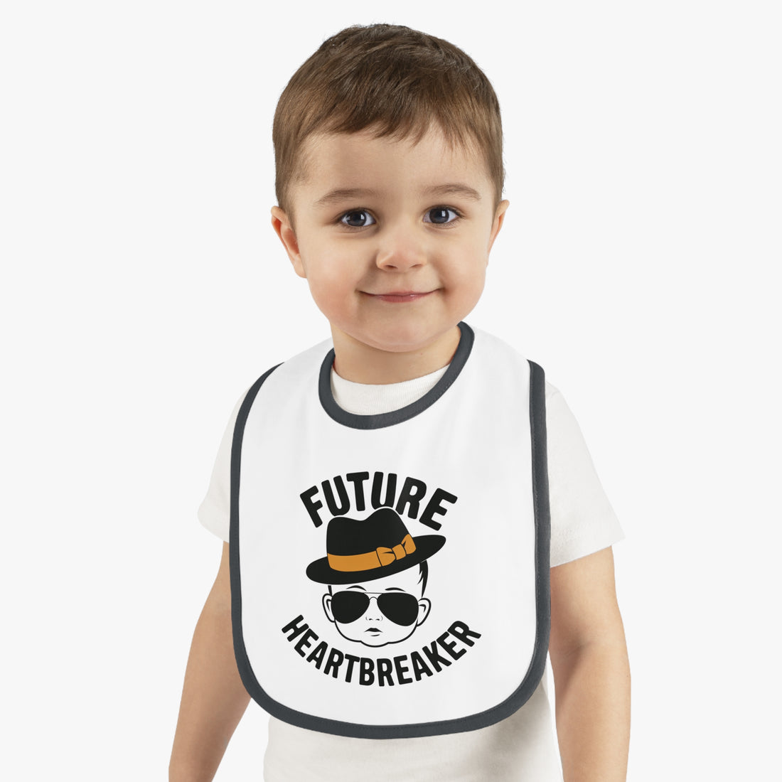 "Future heartbreaker" Baby Contrast Trim Jersey Bib