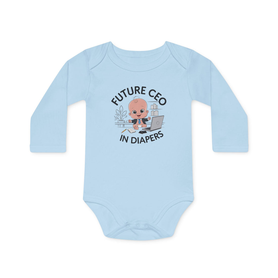 "Future CEO in diapers" Baby Long-Sleeve Organic Bodysuit