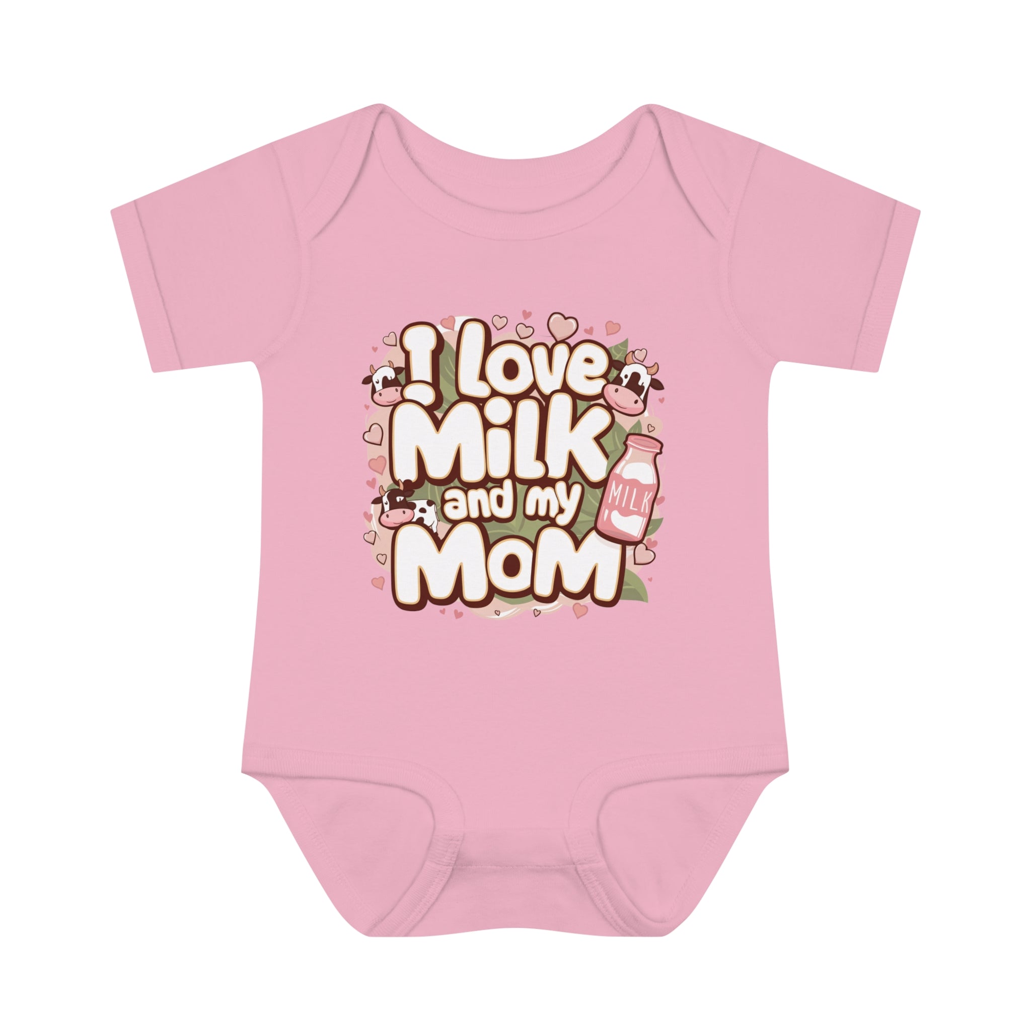 "I love milk and my mom" Infant Baby Rib Bodysuit