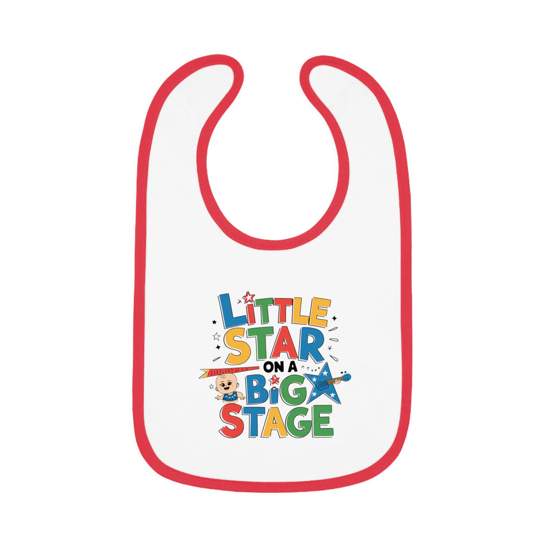 "Little star on a big stage" Baby Contrast Trim Jersey Bib