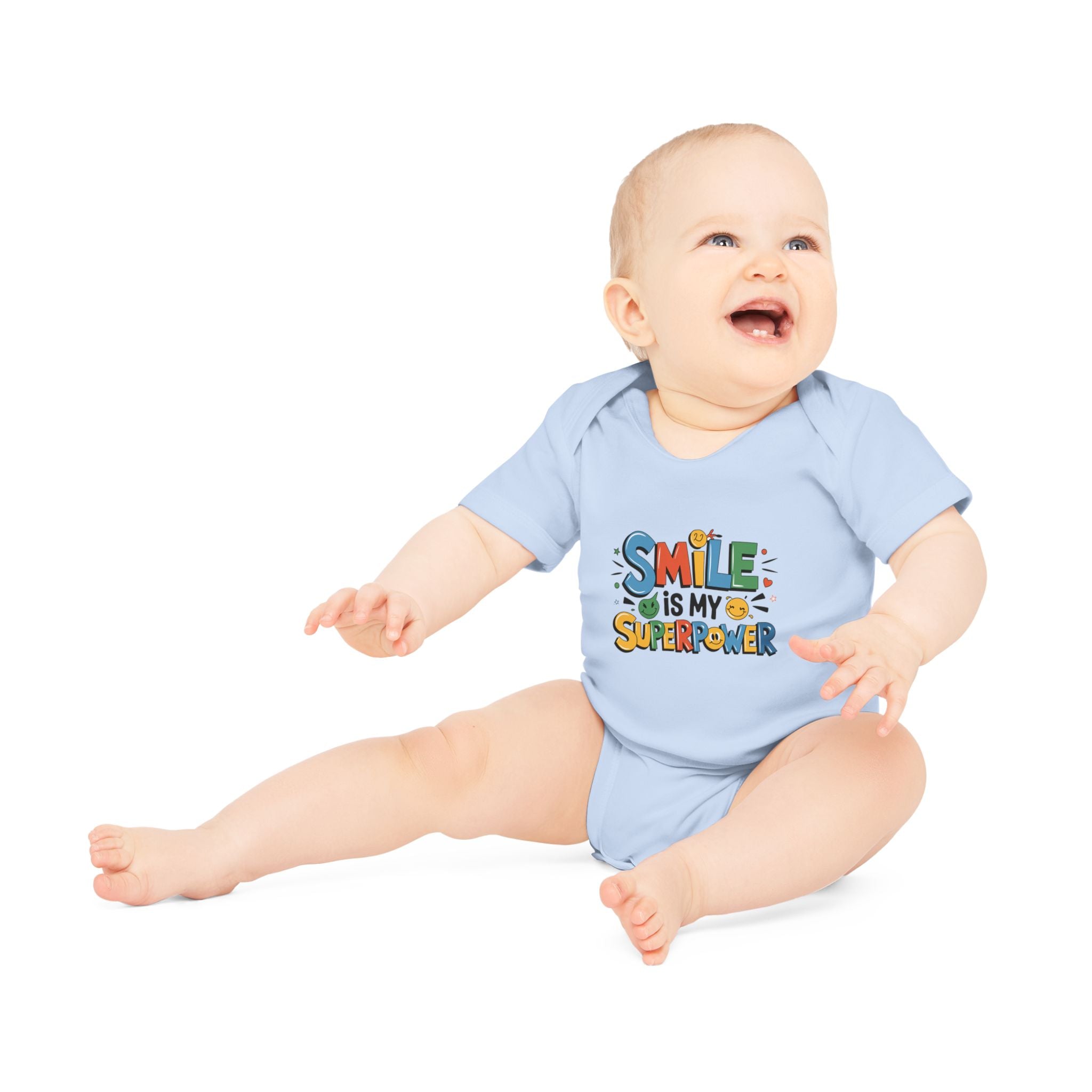 "Smile is my superpower" Baby Organic Short Sleeve Bodysuit