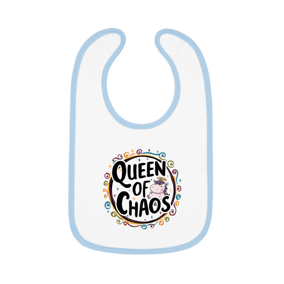 "Queen of chaos" Baby Contrast Trim Jersey Bib