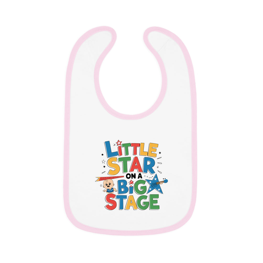 "Little star on a big stage" Baby Contrast Trim Jersey Bib