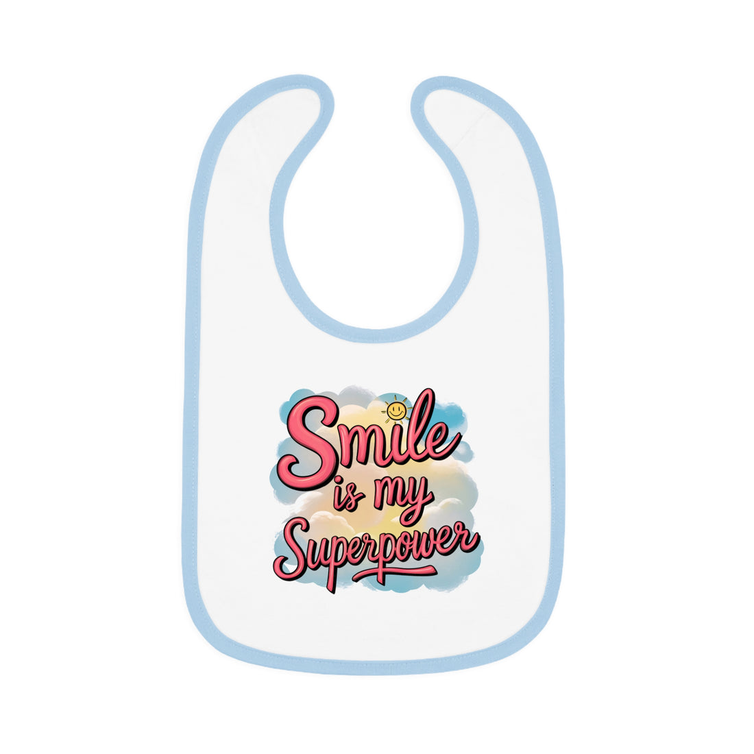 "Smile is my superpower" Baby Contrast Trim Jersey Bib