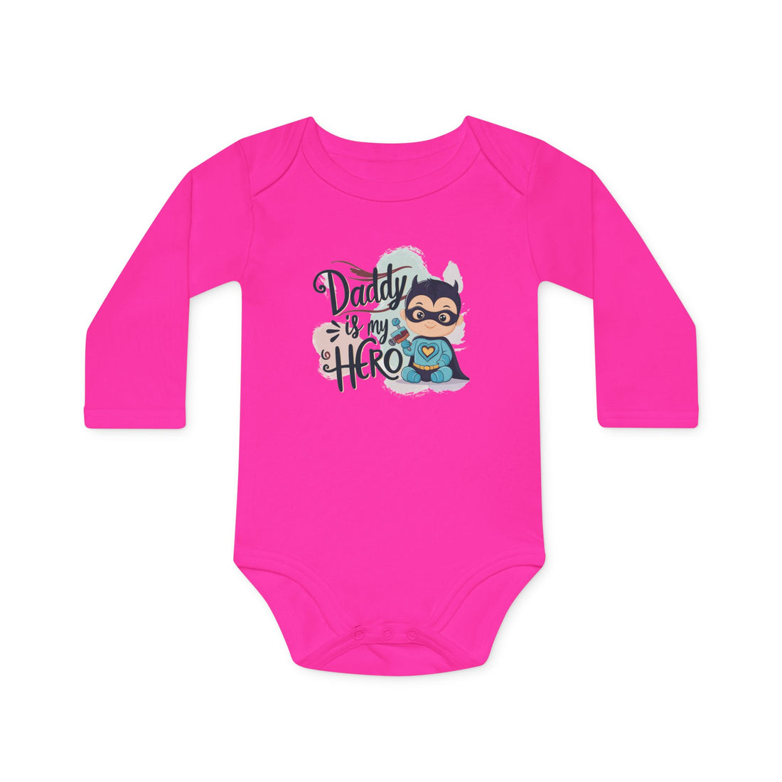 "Daddy is my hero" Baby Long-Sleeve Organic Bodysuit