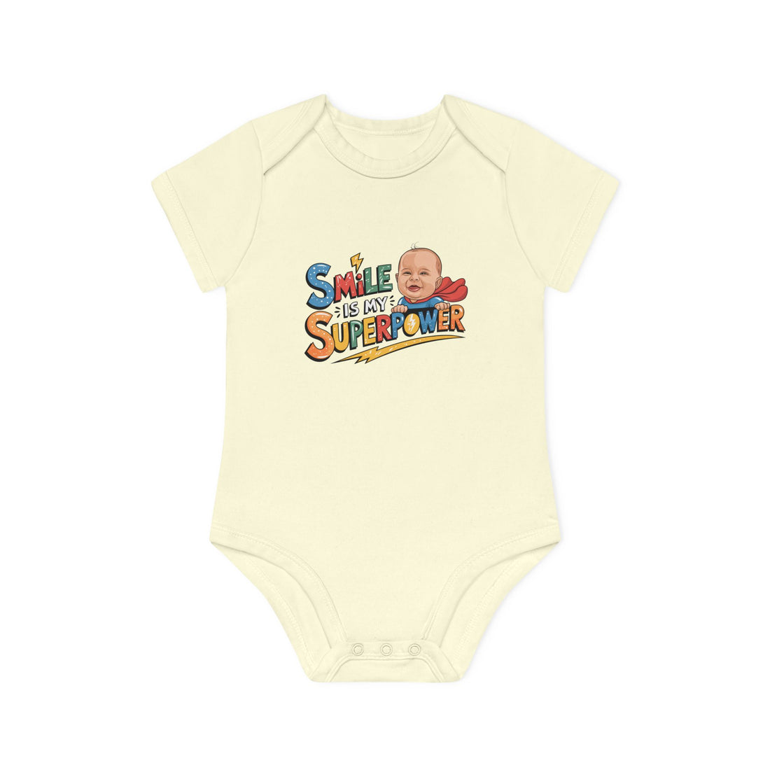 "Smile is my superpower" Baby Organic Short Sleeve Bodysuit