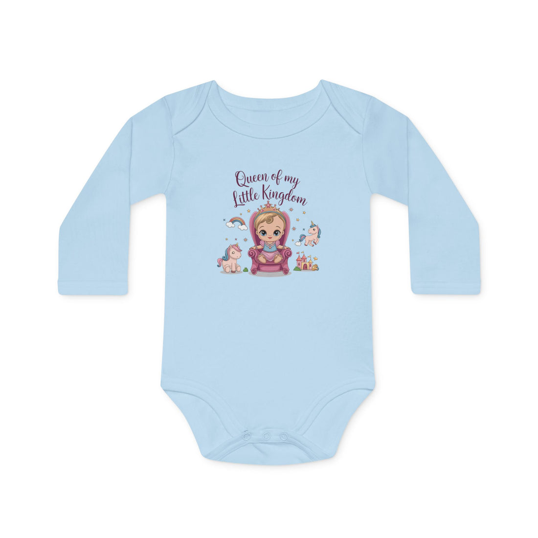 "Queen of my little kingdom" Baby Long-Sleeve Organic Bodysuit